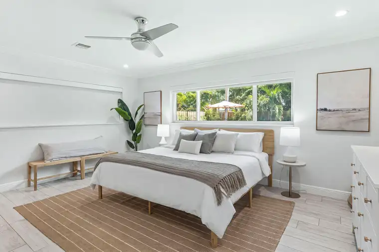 Bedroom of a South Florida rental photographed for a listing platform