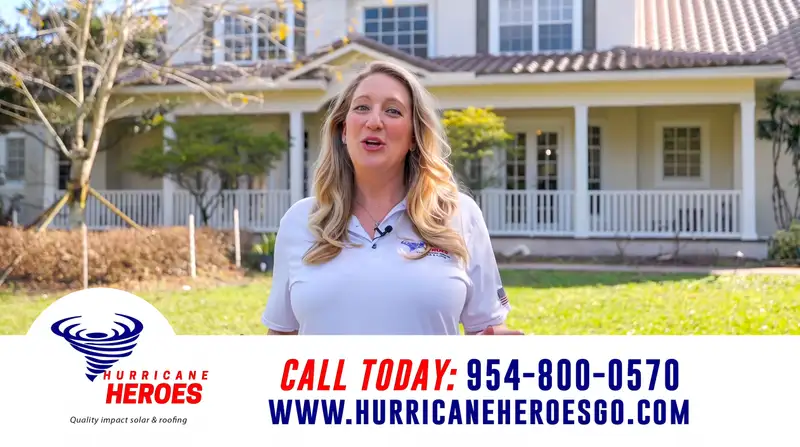 Business owner speaking to camera outside a client home, with a call-to-action lower third